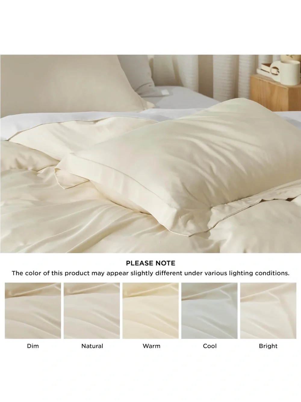 NEW Bedsure 100% Viscose Derived from Bamboo Duvet Cover King Size, Light Beige